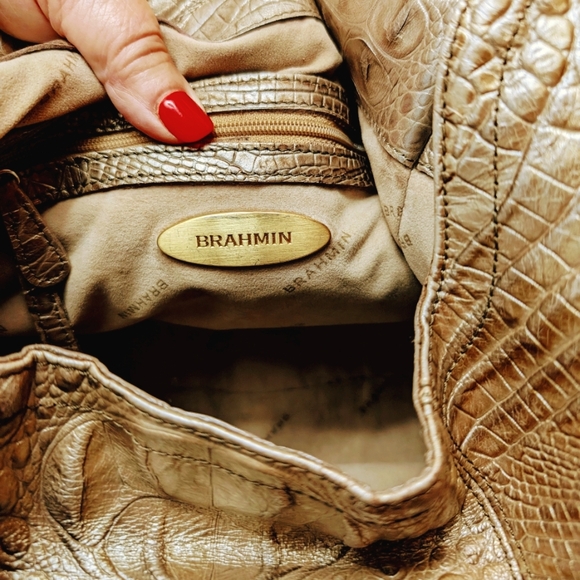 Gold Brahmin Melbourne Carmela Croc Embossed Hobo Shoulder Bag - Picture 5 of 8